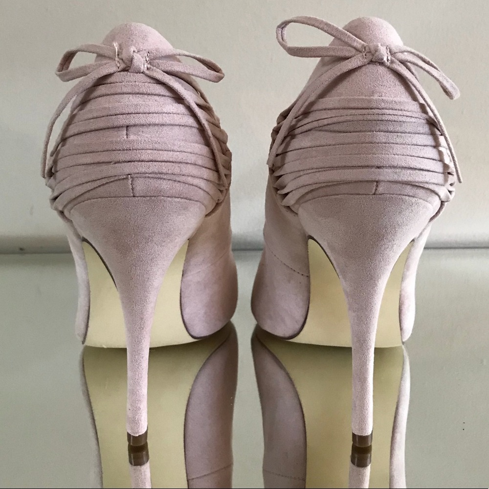 Nude velvet heels